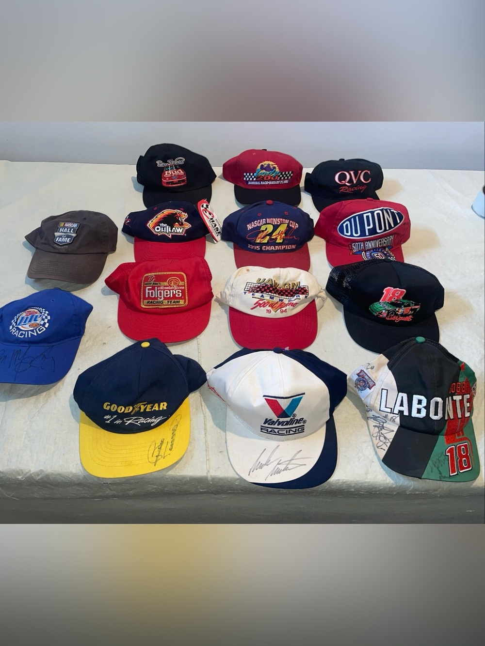 14 Vintage SnapBack NASCAR Hat Cap Lot 90s Auto Outlaw Folgers Chase Indy Look!
